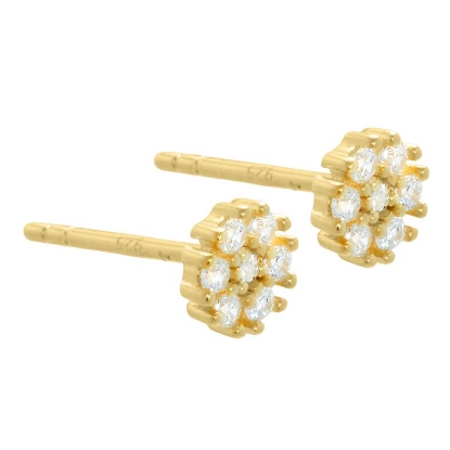 Billede af Aqua Dulce Flower øreringe forgyldt sølv m. cz