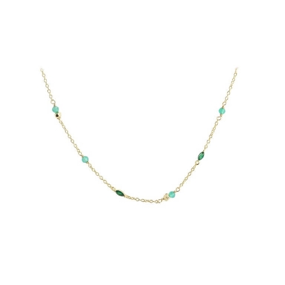 Billede af Aqua Dulce Green Garden halskæde forgyldt sølv m. cz (42 + 4 cm)