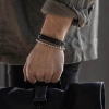 Billede af SON of NOA armbånd stål sort kalveskind (21 cm)