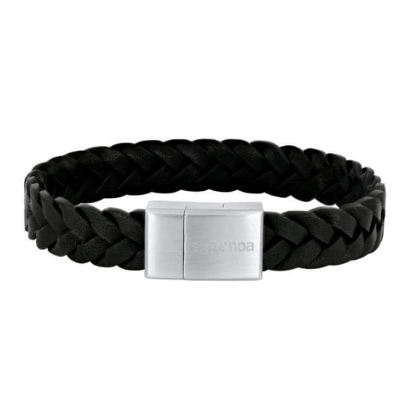 Billede af SON of NOA armbånd stål sort kalveskind (23 cm)
