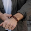 Billede af SON of NOA armbånd stål brun kalveskind (21 cm)