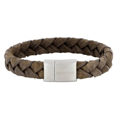 Billede af SON of NOA armbånd stål grå kalveskind (23 cm)
