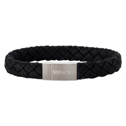 Billede af SON of NOA armbånd stål sort kalveskind (19-23 cm)