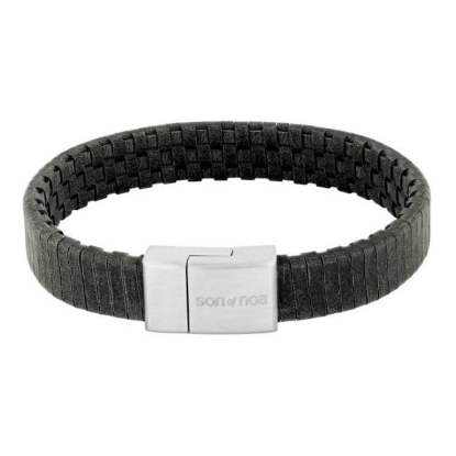 Billede af SON of NOA armbånd stål grå kalveskind (19 cm)