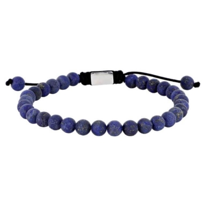 Billede af SON of NOA armbånd stål m. blå lapis (19-25 cm)