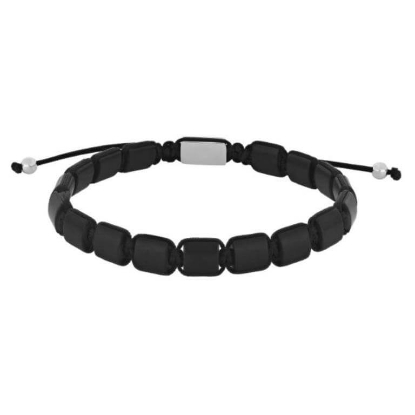 Billede af SON of NOA armbånd stål m. sort onyx (19-25 cm)