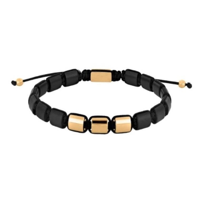 Billede af SON of NOA armbånd forgyldt stål m. sort onyx (19-25 cm)