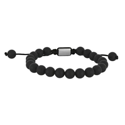 Billede af SON of NOA armbånd stål m. sort agat (19-25 cm)