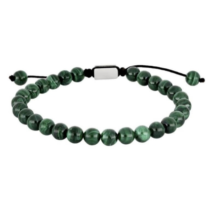 Billede af SON of NOA armbånd stål m. malakit (19-25 cm)