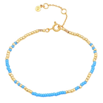 Billede af Hultquist Blue Mila armbånd forgyldt sølv m. perler (16+3 cm)