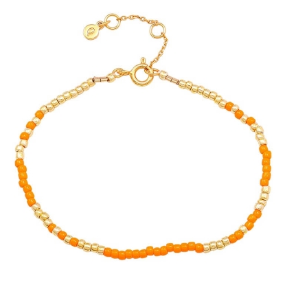 Billede af Hultquist Orange Mila armbånd forgyldt sølv m. perler (16+3 cm)