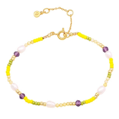 Billede af Hultquist Lillian armbånd forgyldt sølv m. perler (16+3 cm)