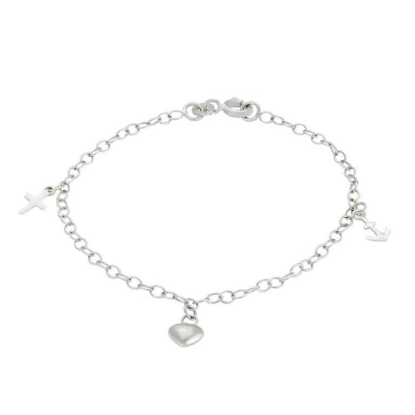 Billede af NOA Kids børnearmbånd sølv m. tro, håb og kærlighed (15+2 cm)