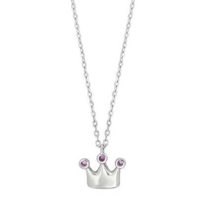 Billede af NOA Kids børnehalskæde krone sølv m. pink cz (38+3 cm)