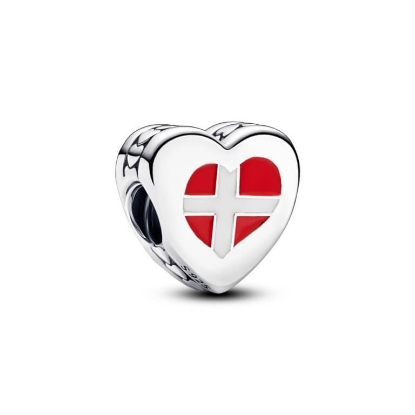 Billede af Pandora Dansk Flag charm sølv m. emalje