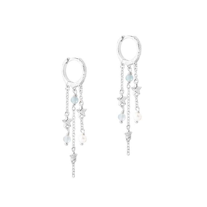 Billede af Aqua Dulce Stella Hoop Blue øreringe sølv m. cz + fvp