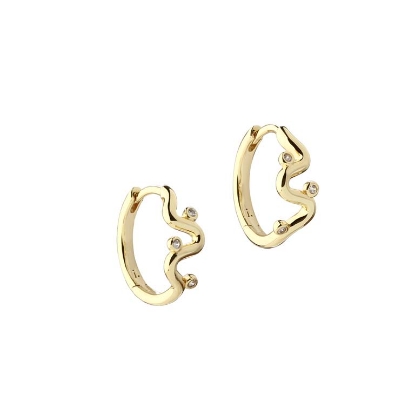 Billede af Aqua Dulce Wavy Hoop øreringe forgyldt sølv m. cz