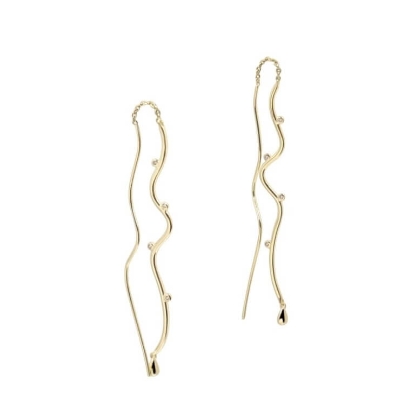 Billede af Aqua Dulce Wavy Earthread øreringe forgyldt sølv m. cz