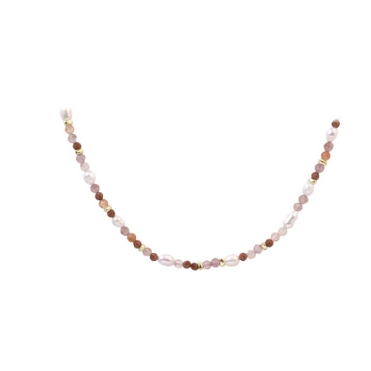 Billede af Aqua Dulce Peachy halskæde forgyldt sølv m. perler (42 + 3 cm)