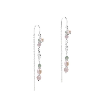 Billede af Aqua Dulce Fresa Earthread øreringe sølv m. perler