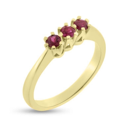Billede af Rækkering 3 ægte rubiner 14 kt.
