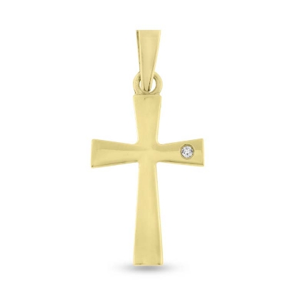 Billede af Vedhæng kors m. brill. 0,02 w/vs. 14 kt.