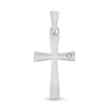 Billede af Vedhæng kors m. brill. 0,02 w/vs. 14 kt. hvg.