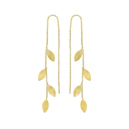 Billede af Susanne Friis Bjørner øreringe med blade forgyldt sølv