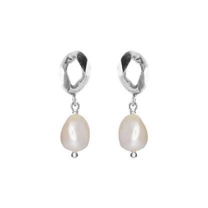 Billede af Susanne Friis Bjørner øreringe m. barokke ferskvandsperler sølv