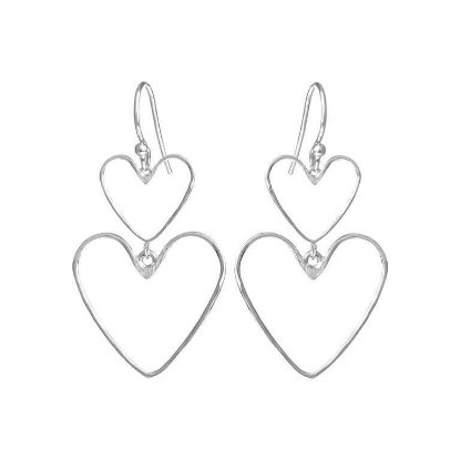 Billede af Susanne Friis Bjørner øreringe bøjle m. dobbelthjerter sølv