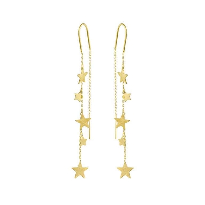Billede af Susanne Friis Bjørner øreringe m. stjerner forgyldt sølv
