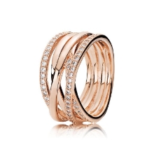Billede af Pandora ring rose bred m. cz rosaforgyldt metalblanding str. 54