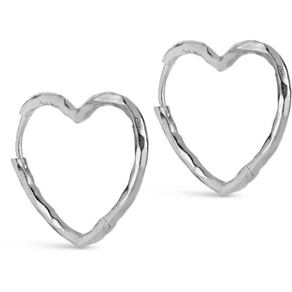 Billede af ENAMEL Copenhagen Organic Heart Medium øreringe sølv