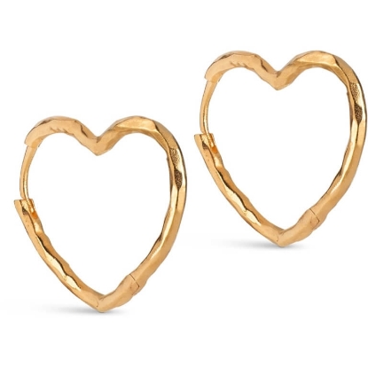Billede af ENAMEL Copenhagen Organic Heart Medium øreringe forgyldt sølv