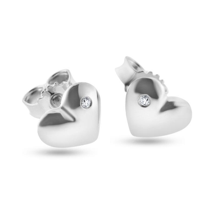 Billede af Ørestik hjerter,2* 0,01 w/vs., massive 14 kt. hvg.