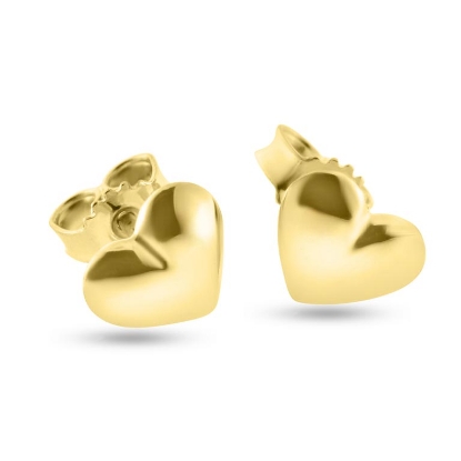 Billede af Ørestik hjerter, massive i forgyldt sølv