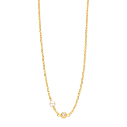 Billede af Spirit Icons Lucky Pearl halskæde forgyldt sølv m. fvp + cz (42-45 cm)