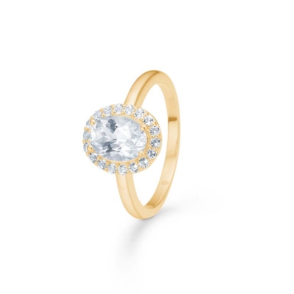Billede af Mads Z "Celestial by Medina" ring 8 kt. guld m. hvid topas (str. 50-60)