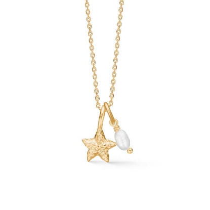 Billede af Studio Z "Starfish Lustre" halskæde forgyldt sølv m. perle (40-45 cm)