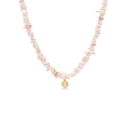 Billede af *Studio Z "Urchin Elegance" halskæde forgyldt sølv m. kunzit (40-45 cm)