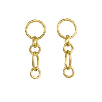 Billede af Susanne Friis Bjørner øreringe m. små hamrede runde led forgyldt sølv