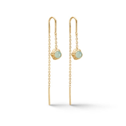 Billede af Studio Z "Endless Waves" øreringe forgyldt sølv m. grøn cz