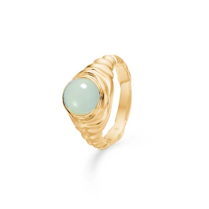 Billede af Studio Z "Endless Waves" ring forgyldt sølv m. grøn cz (str. 50-60)