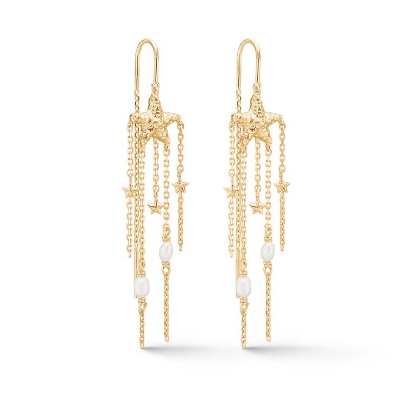 Billede af Studio Z "Starfish Lustre" øreringe sølv m. forgyldt perler