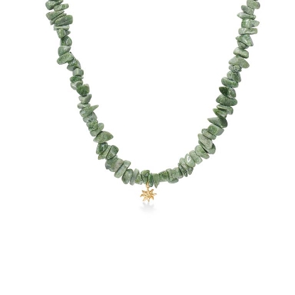 Billede af *Studio Z "Ocean Aura" halskæde forgyldt sølv m. chrom diopsid (40-45 cm)