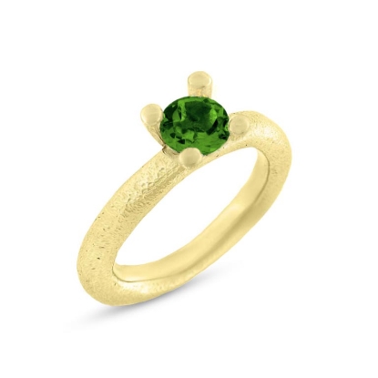 Billede af Ring 4 grab. fatning, peridot 6,0 mm. 925s. forgyldt
