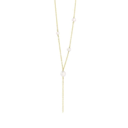 Billede af Susanne Friis Bjørner Y-halskæde forgyldt sølv m. ferskvandsperler (44-49 cm)