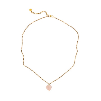 Billede af STINE A Amour halskæde forgyldt sølv m. rosakvarts (40,5 + 5 cm)