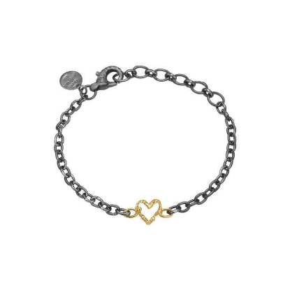 Billede af By Birdie Zenith Open Heart armbånd sølv m. 14 karat guld (17,5 - 20,5 cm)