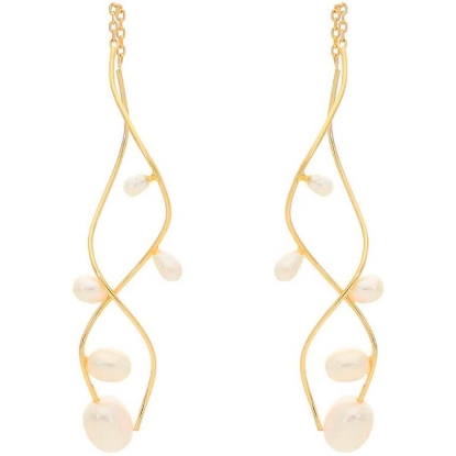 Billede af Nuni Copenhagen Angelina Pearl øreringe forgyldt sølv m. fvp